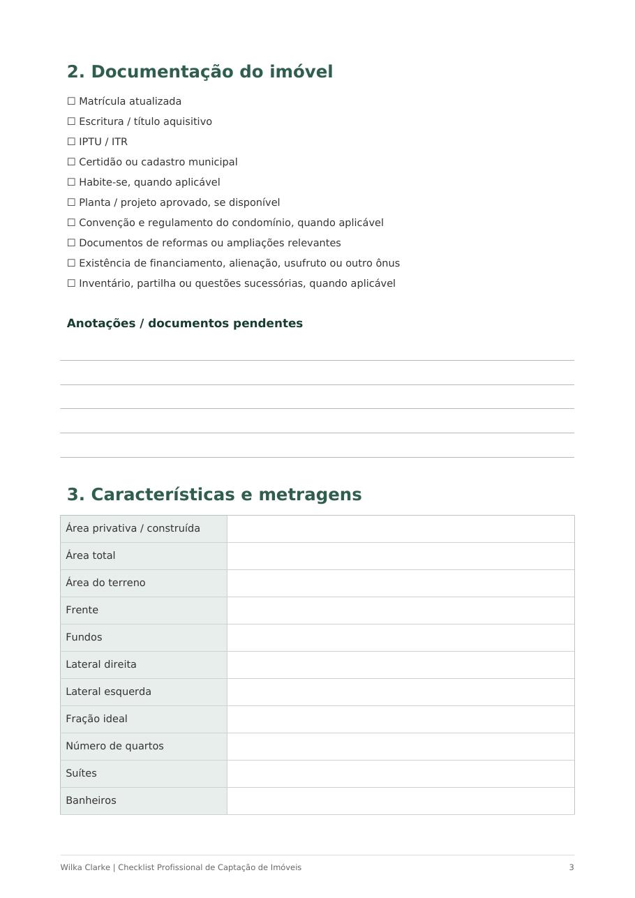 Amostra de página do checklist